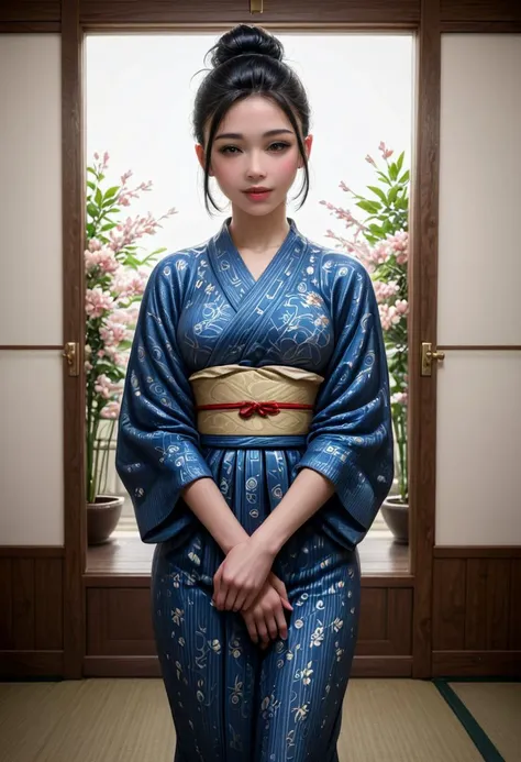 score_9, score_8_up, score_7_up,  1girl (medium full shot) of (captivating young woman:1.1) japanese geisha, black hair, hairbun...