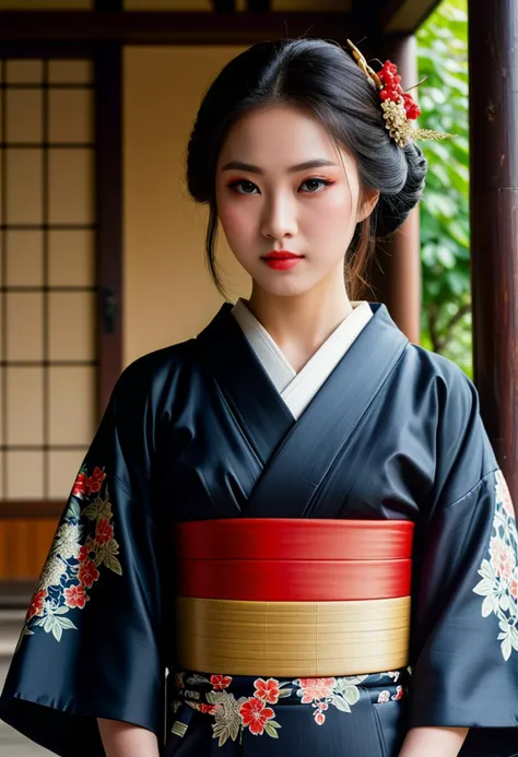 score_9, score_8_up, score_7_up,  1girl (medium full shot) of (graceful young woman:1.1) korean geisha, black hair, straight hai...