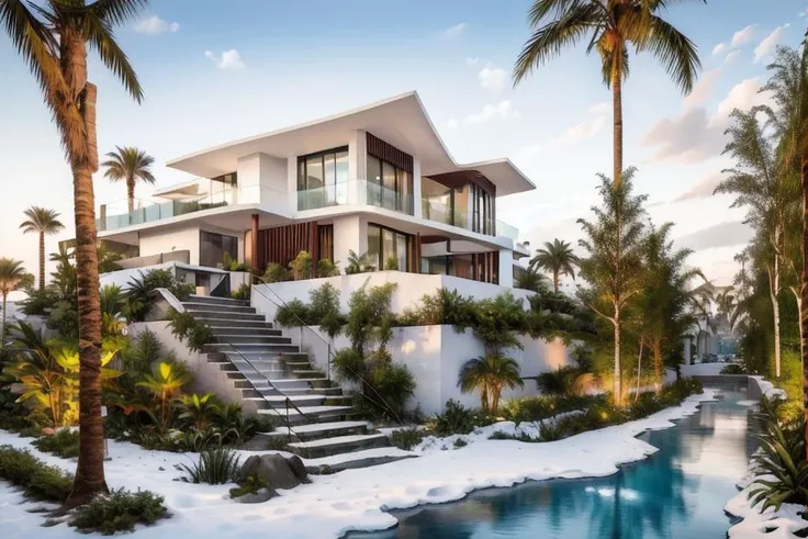 (raw photo), (very realistic:1), 8k uhd, dslr, high quality, fuji film xt3,
tropical architect, villa modern style exterior,white wall,
sun light, beautiful sky
((winter snow white:1.2)), <lora:Tropicalarchitect:0.6>, tropical architect, villa modern st...