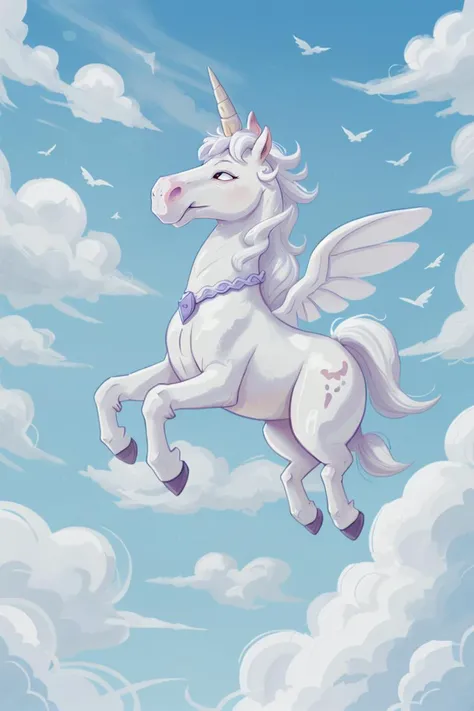 white unicorn flying in sky