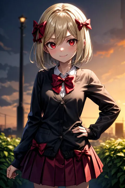 anime girl in a school uniform posing for a picture