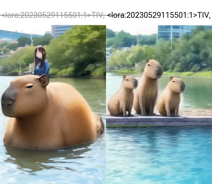 <lora:add_brightness:0.5><lora:add_detail:0.5> <lora:capi:1>capybara, no human, talking,spring park,river,wind ,