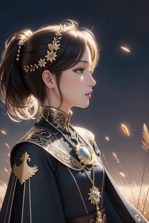 1girl, mundane Concept art, concept art, profile of a short Dutch (Female Chronicler of Insanity:1.3) , she is very Tired and Intuitive, the Chronicler has Layered hairstyle, near Apocalyptic reeds, spring grass with Locust, Sunny, shallow depth of field, ...