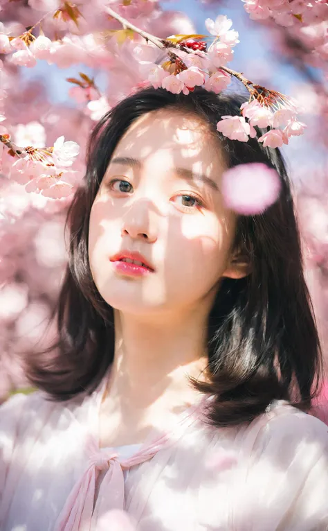 a close up of a woman with a flower in her hair