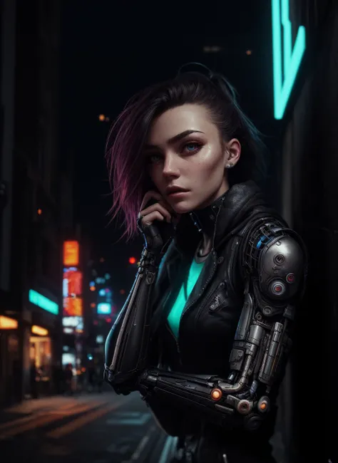 masterpiece, (extremely detailed:1.2), natural lighting, dark lighting, (cyberpunk:1.1), (realistic:1.2),<lora:dark_theme_LowRa:0.35>, dark theme,
BREAK
cyberpunk girl leaning against wall extremely detailed face has biomechanical arm
BREAK
multicolored me...