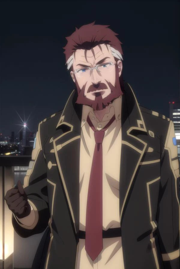 blitztalker, <lora:blitz talker s1-lora-nochekaiser:1>,
blitz talker, brown hair, male focus, red hair, multicolored hair, facial hair, scar, (black eyes:1.5), beard, glasses,
BREAK shirt, gloves, necktie, black gloves, coat, yellow shirt,
BREAK outdoor, c...