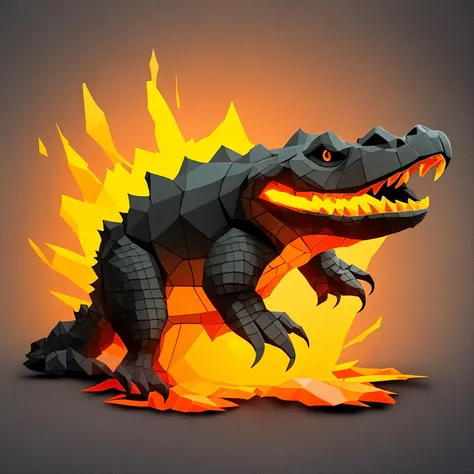 a (learned_embeds-step-2000:1.0), logo crocodile,  poly-hd, glowing orange eyes, black background, lava effect, angry, lava, smoke, more fire effect, steam, cracks, smoke, more lava, angry, improved fire effect, high quality fire