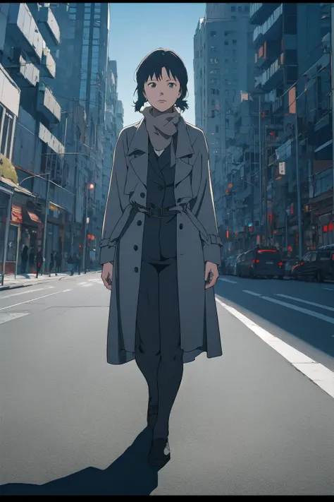 (RAW photo, best quality), 1girl,  natural lighting, full body, trench coat, city street, scarf, windy
<lora:satoshi_kon_art_style_v1_2-000007:1>, satosh kon art style