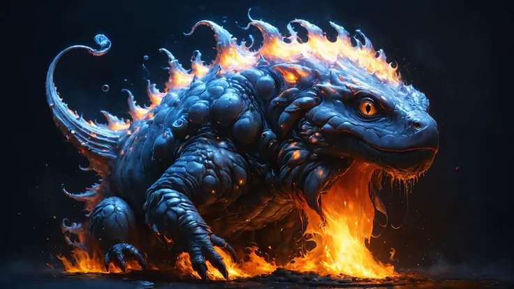 a blue dragon with fire coming out of its mouth