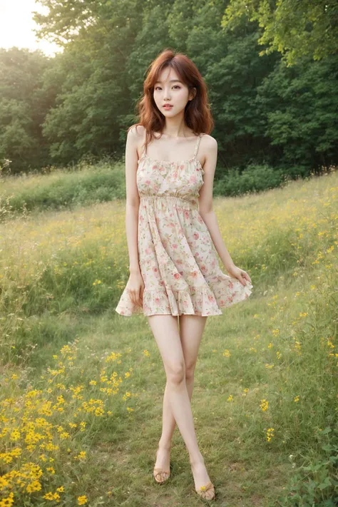 [sweet dreams about : analog photo of:0.5]
[a feminine Korean fashion model : romantic [Lee Sung-kyung | Irene Kim]:0.25],
natural makeup, tiny dress, long legs,
outdoors