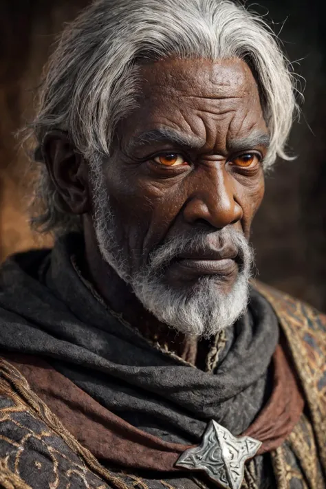 Detailed and realistic close shot portrait photo of an old, angry, gray haired African-looking wizard, medieval black and rust-colored clothing, soft and low light
<cdt:d1=1;d2=4;hrs=1;hd1=0;hd2=0;st1=6;st2=3>