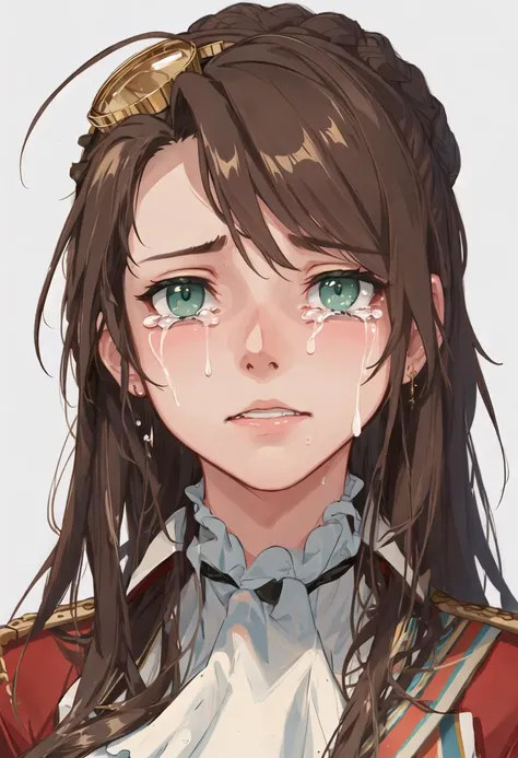 best quality, masterpiece, highres, solo, {lee_enfield_girlsfrontline:0.90}, crying, sobbing, tears, portrait, looking at viewer