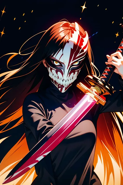 anime girl with a sword and a skull face