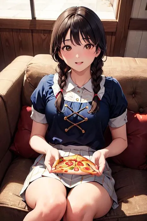 <lora:0013Aryouko:0.9>,koisoryouko,brown eyes,(best quality,ultra-detailed,masterpiece,finely detail,highres),<lora:Pizza-TV-Couch:0.9>, Pizza-TV-Couch,