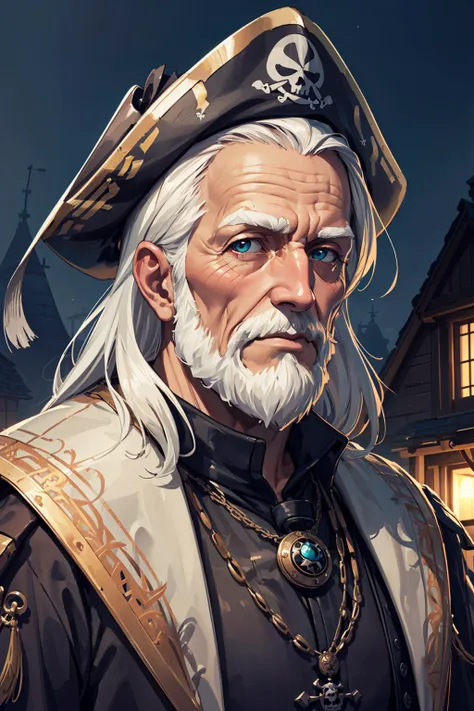 a man in a pirate hat and a white beard