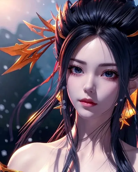 masterpiece,best quality,official art,extremely detailed CG unity 8k wallpaper,sunlight, shiny, pov, detailed face, 1girl, cute,solo,looking at viewer,pink hanfu,face close up, village, ((snowing, snowflakes)), standing, vision,
 <lora:ylj:0.7>