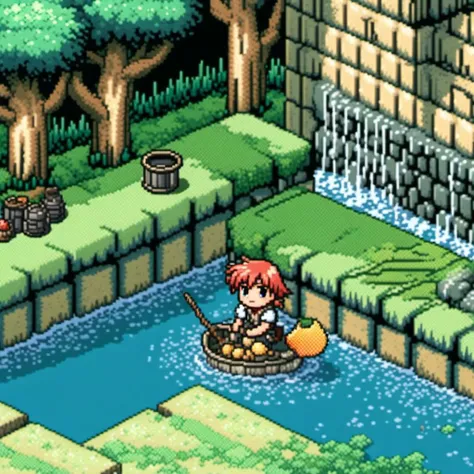 a screenshot of a person in a boat in a river