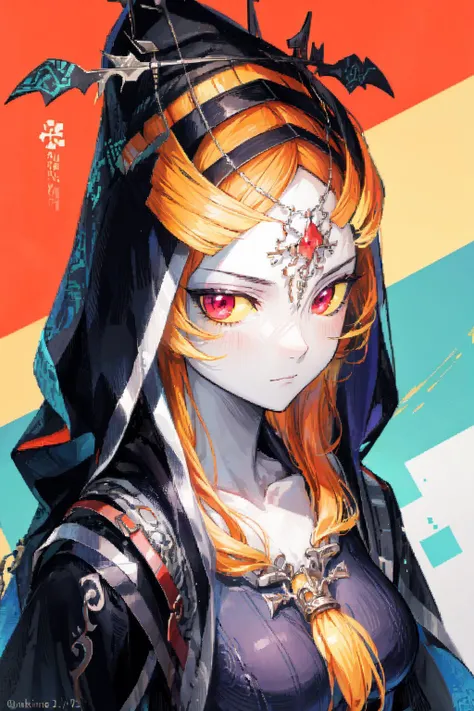 thick outlines, comics, photorealistic, perfect hands, masterpiece:1.2, 1 girl, solo, <lora:tloz_midna:1>, midnatrue, tall, long hair, front ponytail, hood, colored sclera, yellow sclera, jewelry, detailed background, detailed face, detailed eyes, <lora:ad...