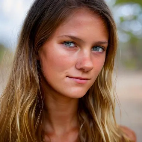 a close up of a woman with long hair and a necklace