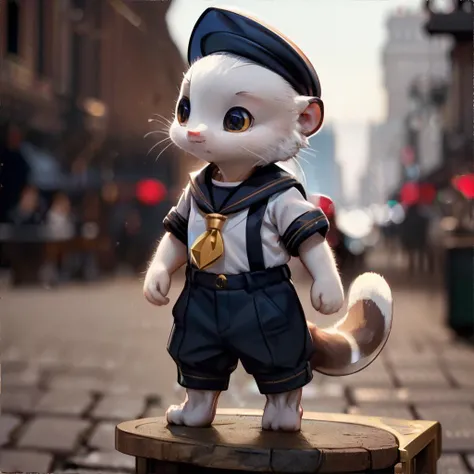 <lora:gentlecatstyle:0.7> style by gentlecat, <lora:ferret:0.5>, ferret wearing vintage sailor uniform,, no humans || masterpiece, perfect quality, sharp focus, shallow depth of field, 8k