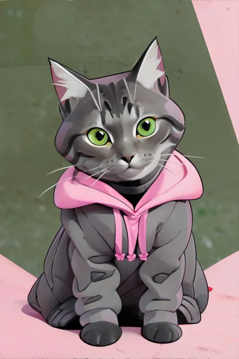 <lora:gentlecatstyle:0.6>, style by gentlecat, cat wearing a hooded sweater, Soft Pink, Sage Green, Charcoal || masterpiece, perfect quality, sharp focus, shallow depth of field, 8k