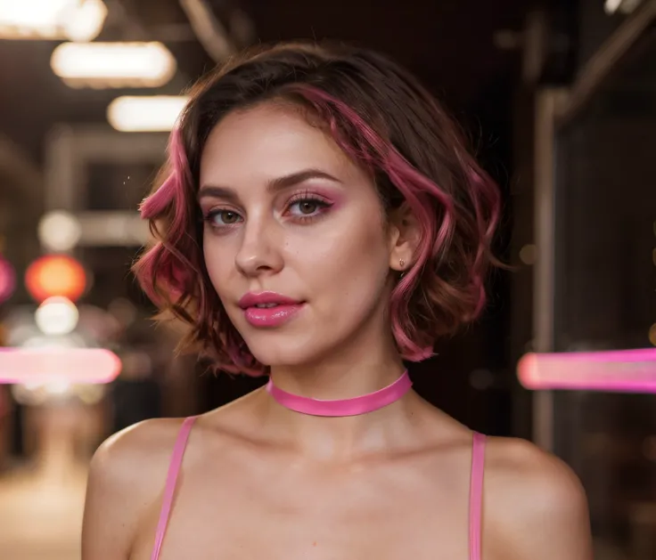 RAW full body nighttime cityscape with bokeh lights photo of sexy woman downblouse, sweater, classroom, low angle shot, <lora:Colorful Halter Dress by Stable Yogi:0.8> halter dress, 34 years old, detailed background, (small aperture), Windswept locks, shar...