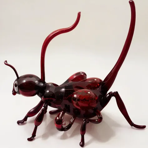 <lora:glassart1rep2:1> glasssculpture, ant, red