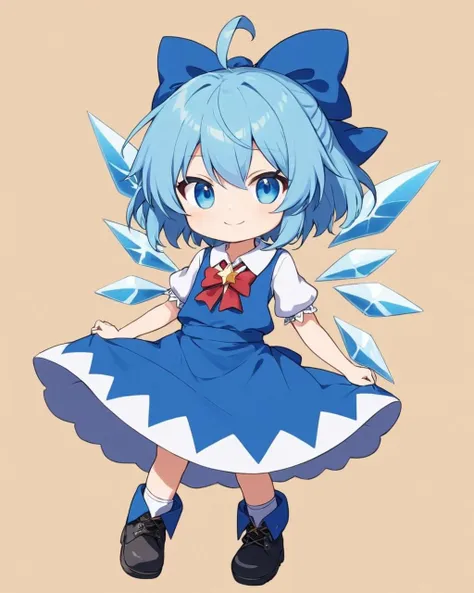 a cartoon image of a girl with blue hair and a blue dress