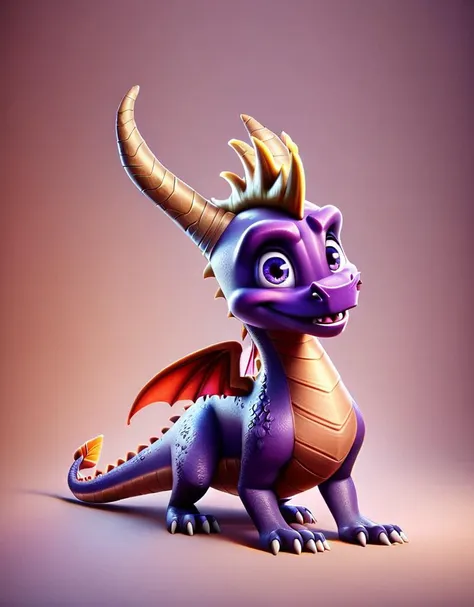 a purple dragon with horns and a gold crown on its head