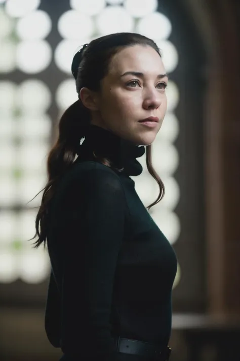 A stunning intricate full color portrait of lisaHannigan1, wearing a black turtleneck, epic character composition, by ilya kuvshinov, alessio albi, nina masic, sharp focus, natural lighting, subsurface scattering, f2, 35mm