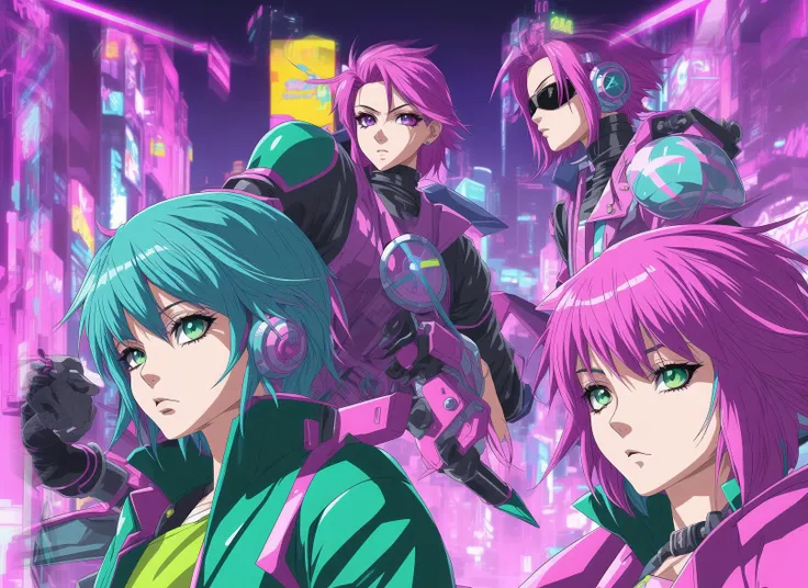 anime retro but also cel shading 4k hdr sharp focus vibrant!!! at the neon cyberpunk pastel punk pastel, pastel plush synthpunk ...