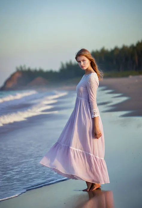 <lora:StellaCardo_SDXL_v1.1:1.25> 
 ((ohwx woman)),
Peaceful and contemplative beach photography captured by the talented photographer, Elena Shumilova. The photograph showcases a subject walking along the shoreline, dressed in a flowing and modest pastel-...