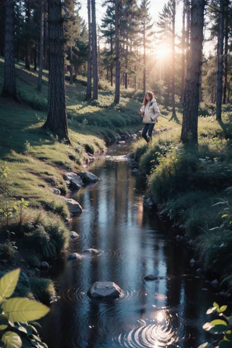 <lora:slg_v22:0.7> slg, forest, grass,1girl,The sun was setting as the woman adventurer made her way through the deep forest. She had been hiking for hours, and she was starting to feel tired. But she was determined to reach the stream that she had heard a...