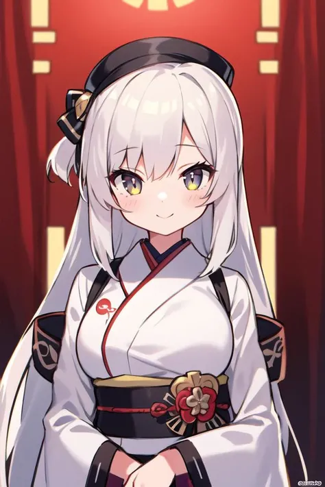 8620 (maitetsu),masterpiece, best quality, ultra-detailed, illustration,(eye highlights),((1girl)),looking at viewer,red japanese clothes,ray tracing,long hair,standing,upper body