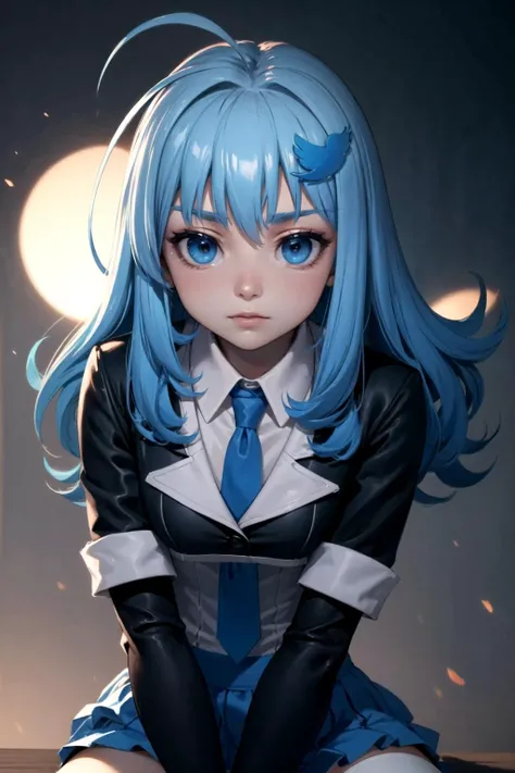 (detailed face and eyes:1.3),<lora:twitterchan-nvwls-v1:0.7> twitter-chan,hair ornament,white shirt,black long-sleeve shirt,layered sleeves,necktie,blue skirt,black thighhighs,1girl,Ultra-detail,(highres:1.1),best quality,(masterpiece:1.3),cinematic lighti...