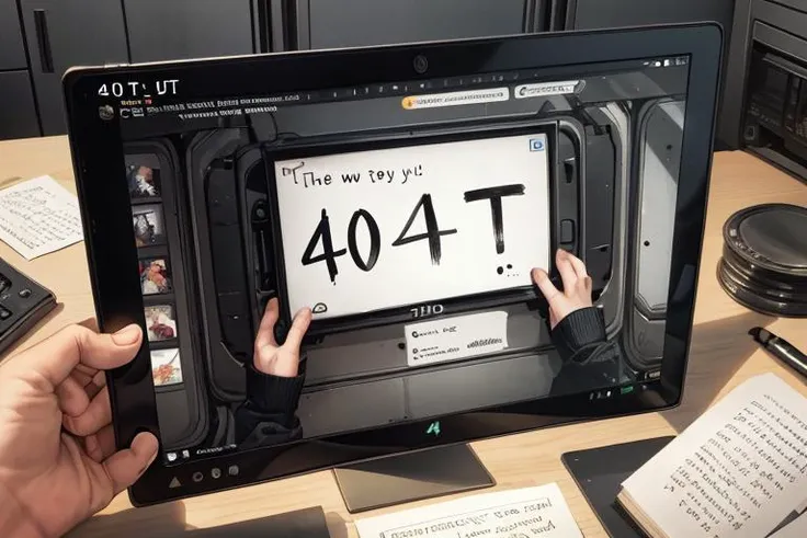 (the text " 4 0 4 " written in a way that relates to the rest of the image:1.2),