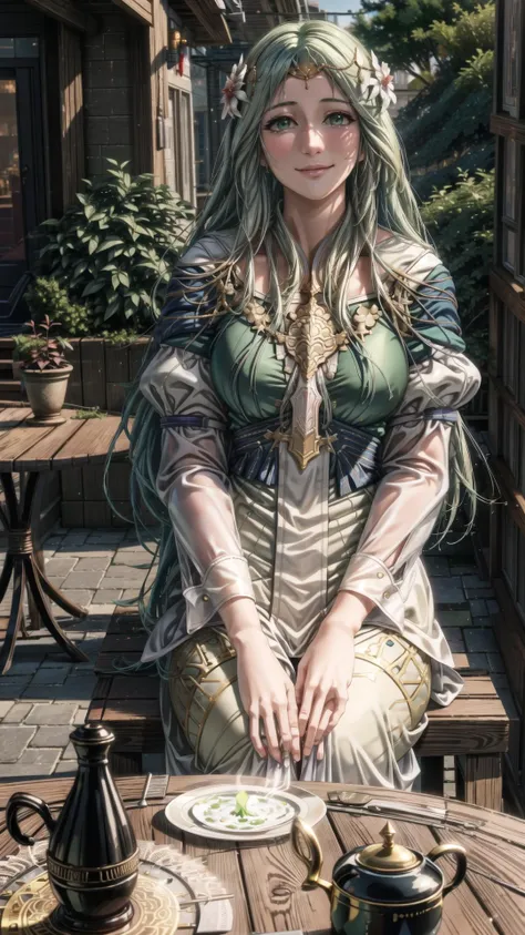 (Rhea, Fire Emblem), green hair, green eyes,  BREAK,
(((POVadoring))), Drinking Tea together, sitting at table, gentle smile, BREAK, outdoors, garden, daytime, <lora:add_detail:0.5> <lora:Rhea - Fire Emblem Three Houses:1> <lyco:POVadoring:0.5>, masterpiec...