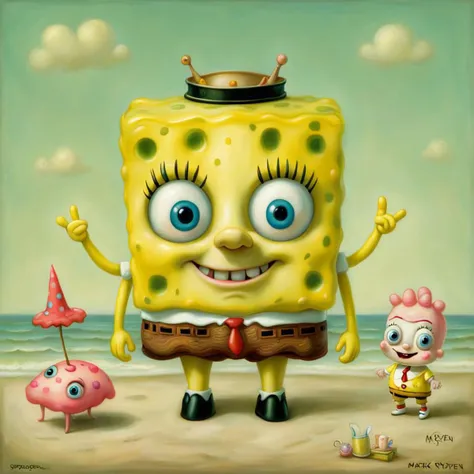 spongebob and his friends on the beach by mike myers