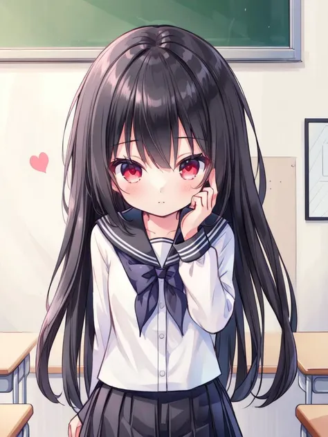 ,(masterpiece),(highres),(high quality),
,(cute girl:1.2),(solo),(skinny), (petite:1.4),
,(black hair:1.3),(red eyes),(long hair:1.2),
,(school uniform),(white shirt),(black skirt),
,(school),(classroom),(sakura),
,(looking at viewer),
,<lora:Detail Tweake...