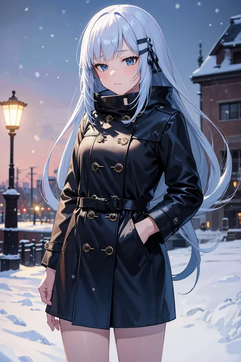 masterpiece, best quality, ultra-detailed,
aatsumugi, long hair, low-tied long hair, sky blue hair, blunt bangs, hairclip, black coat, winter coat, snow, winter,
<lora:shiraishi_tsumugi_v1:0.7> <lora:smirkingeye_v100:1>