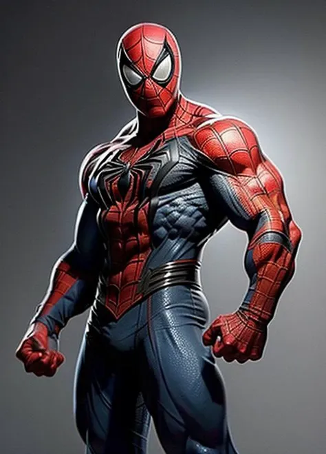 male, muscled, from the front, muscle pose, <lora:Kaptaincoca:0.6>, style muscled male, spiderman, 5>