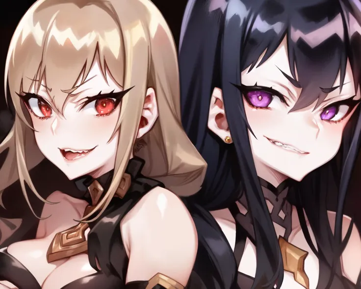 <lyco:ZuntaStyle-NAI-LyCORIS:0.8>
2girls, evil, looking at viewer