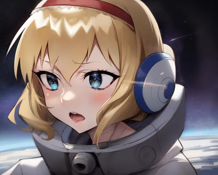 <lyco:ZuntaStyle-NAI-LyCORIS:1>
"MY GOD, ITS FULL OF STARS", Alice exclaimed.
 close up, wide eyed, short blonde hair, space_helmet, in space,