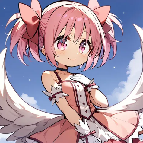 anime girl with pink hair and white dress holding a sword