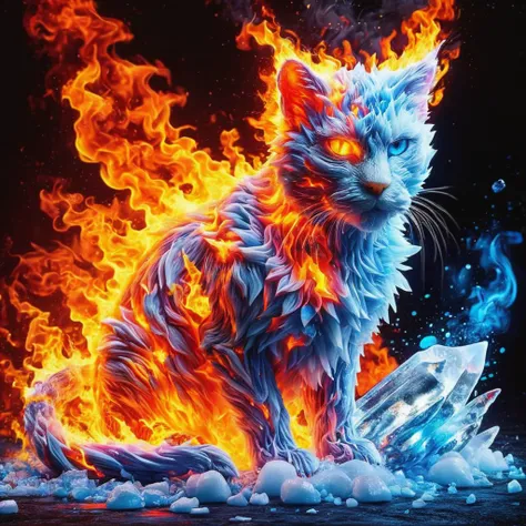 faize, cat, fire and ice <lora:faize:0.8>