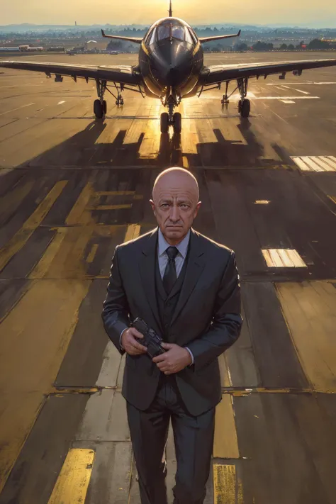 ((masterpiece, best quality, high quality, highres, ultra-detailed)), prigozhin, man, (black business suit:1.1), outdoors, airplane, airfield, (private jet:1.2), (looking at viewer,:1.2) 
<lora:Prigozhin:1>, (cinematic look:1.4), soothing tones, insane det...