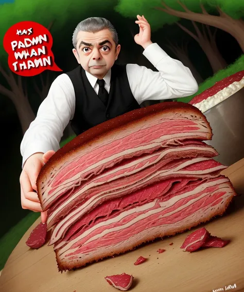 And Rowan Atkinson ate the world and lay upon it the churned milk of the (pastrami tree)