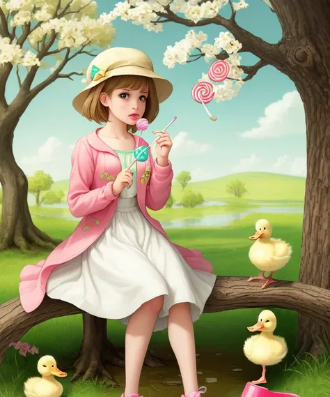 And she sat on the bread and dropped upon it the churned milk of the (lollipop and duckling tree)