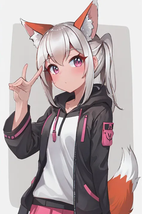 anime girl with a fox ears and a hoodie