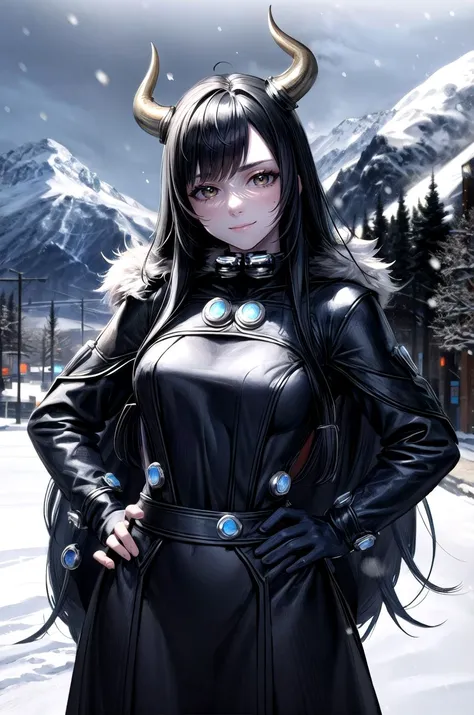 (masterpiece, best quality, detailed), 1girl, solo, looking at viewer, shimohira reika, black hair,
<lora:AncientVikings:0.9>, ancient viking, viking helmet, horned helmet, fur trim, helmet, outdoors, winter, mountain, snow, bare tree, scenery, (snowing), ...